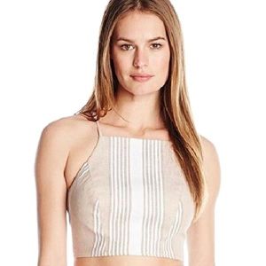 BCBGeneration Linen Crop Racer Back Tank Top